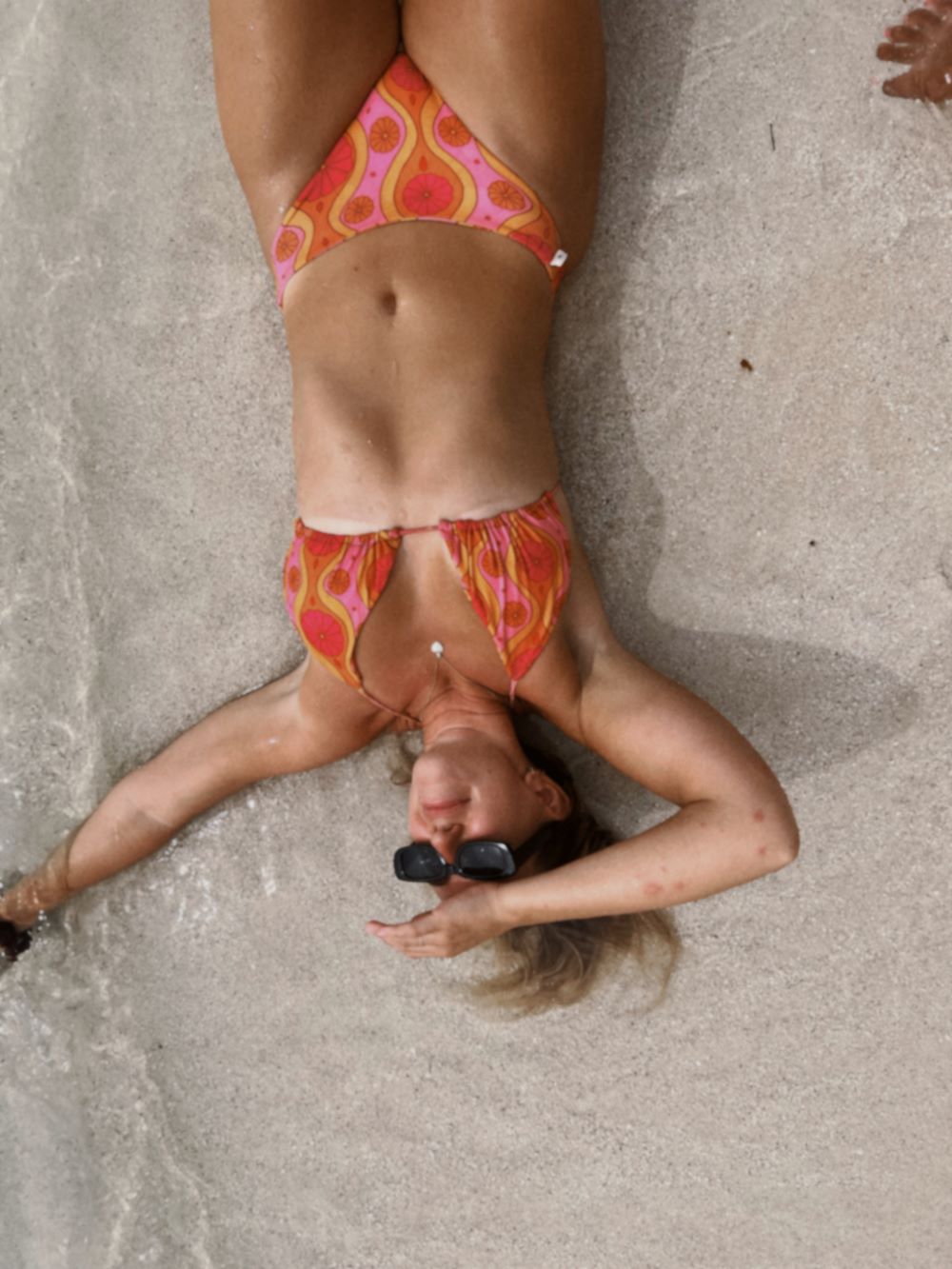 tamarindo bikini bottom pink orange 60s pattern psychedelic swim 